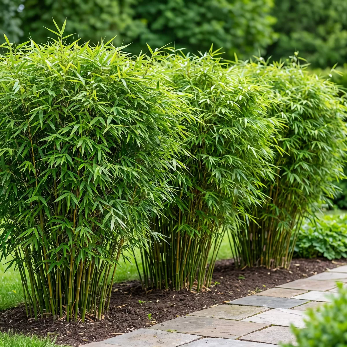 Bambus Dreier-Set im Garten als Sichtschutzhecke gepflanzt