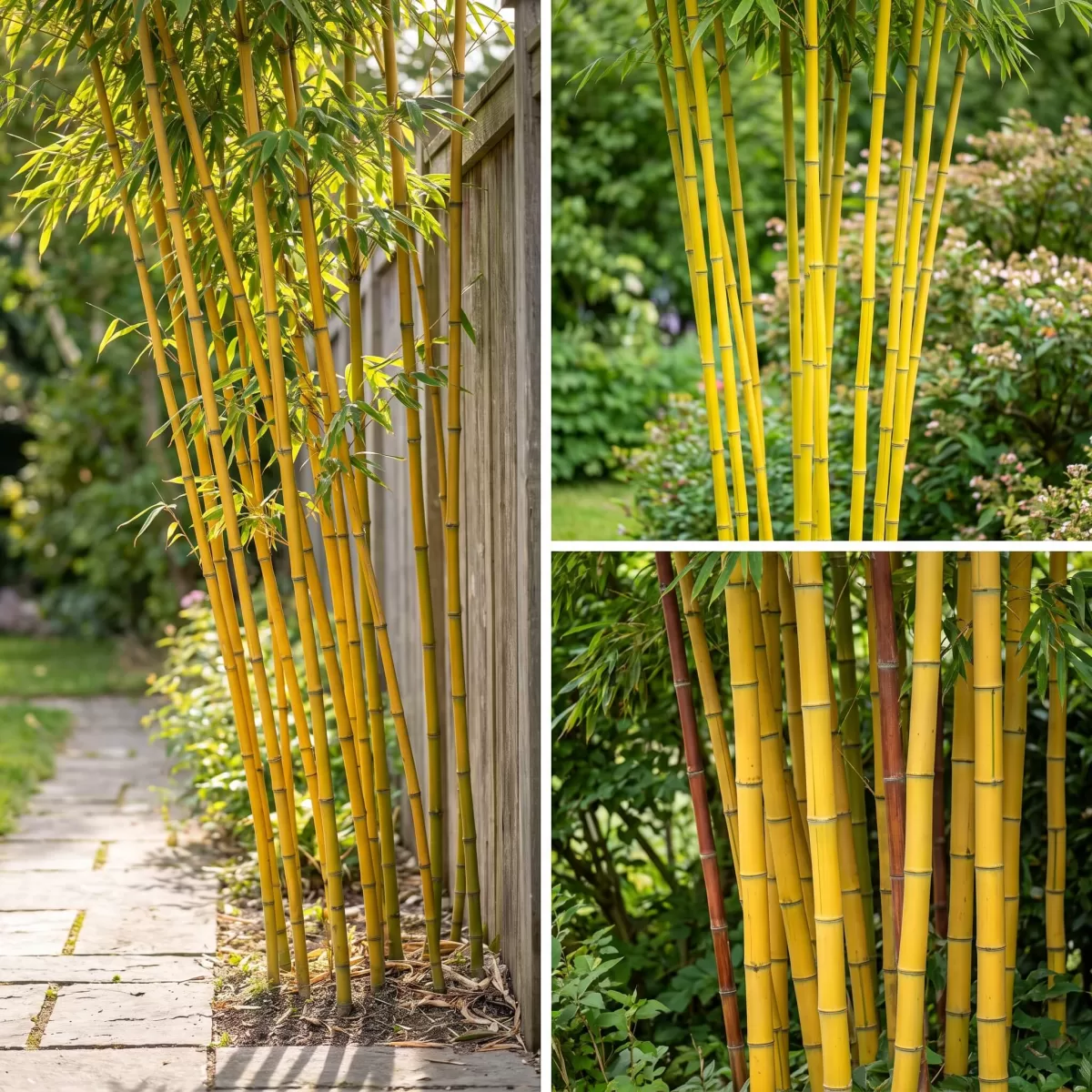 Bambus gelbe Halme Phyllostachys im Sommergarten