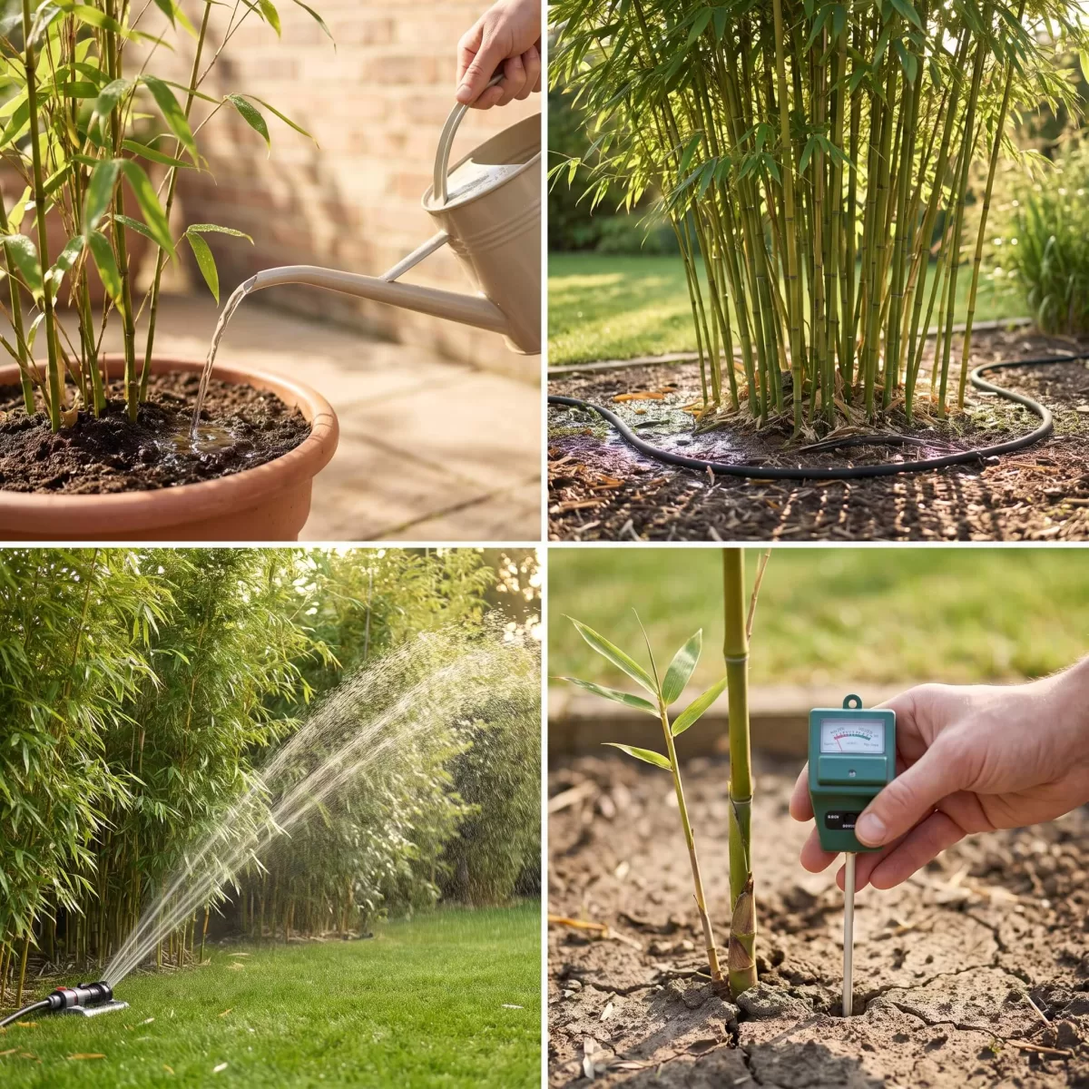 Bambus im Garten bei sommerlicher Hitze bewässern