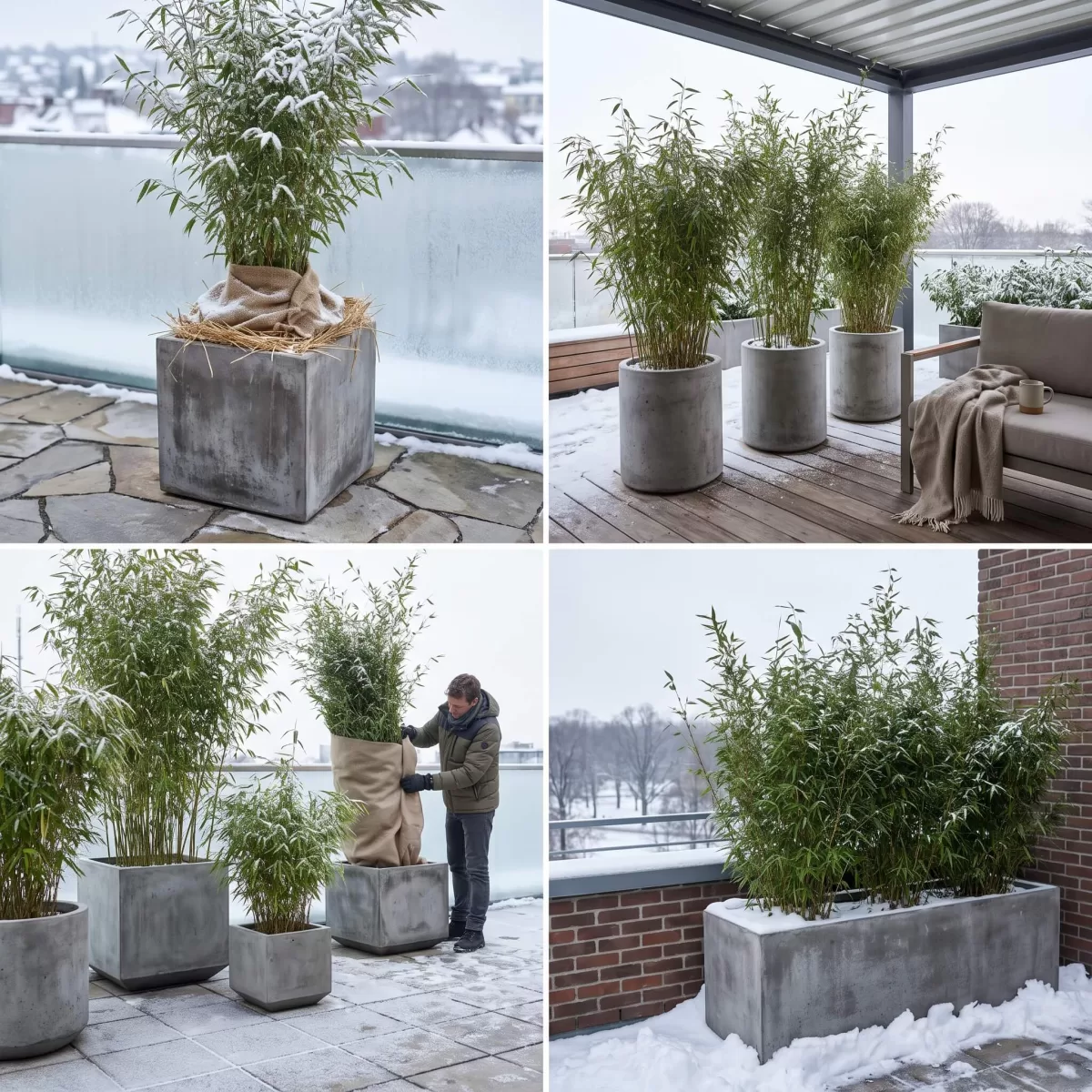 Bambus kübel beton winter überstehen — bambus in Betonkübeln auf der Terrasse Wie übersteht er die Wintersaison