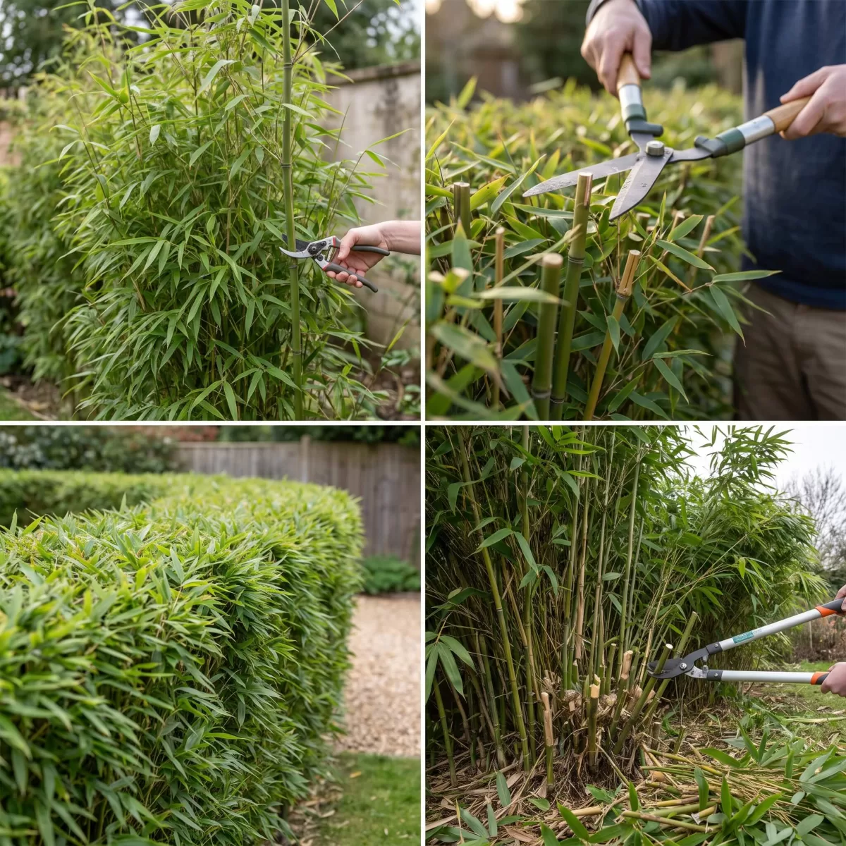 Bambus Rückschnitt radikal alte Hecke verjüngen Garten