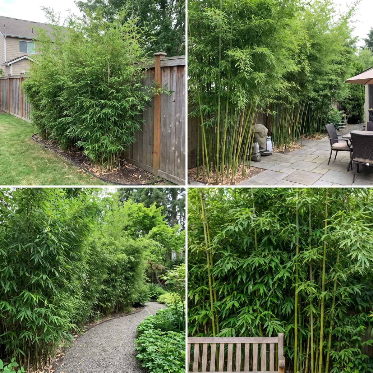 Bambus Sichtschutz blickdicht im Garten mit dichtem Laub