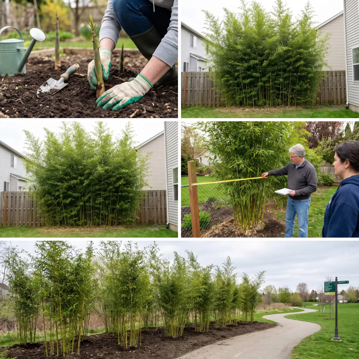 Bambuspflanze setzen Garten Frühling Pflanzanleitung Grenze