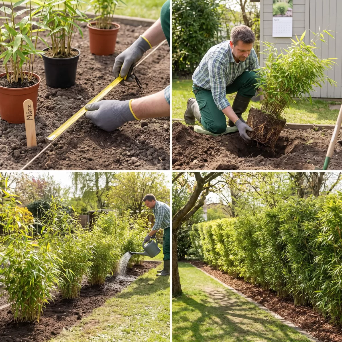 Bambuspflanzen Pflanzabstand Frühjahr Hecke einmessen Garten