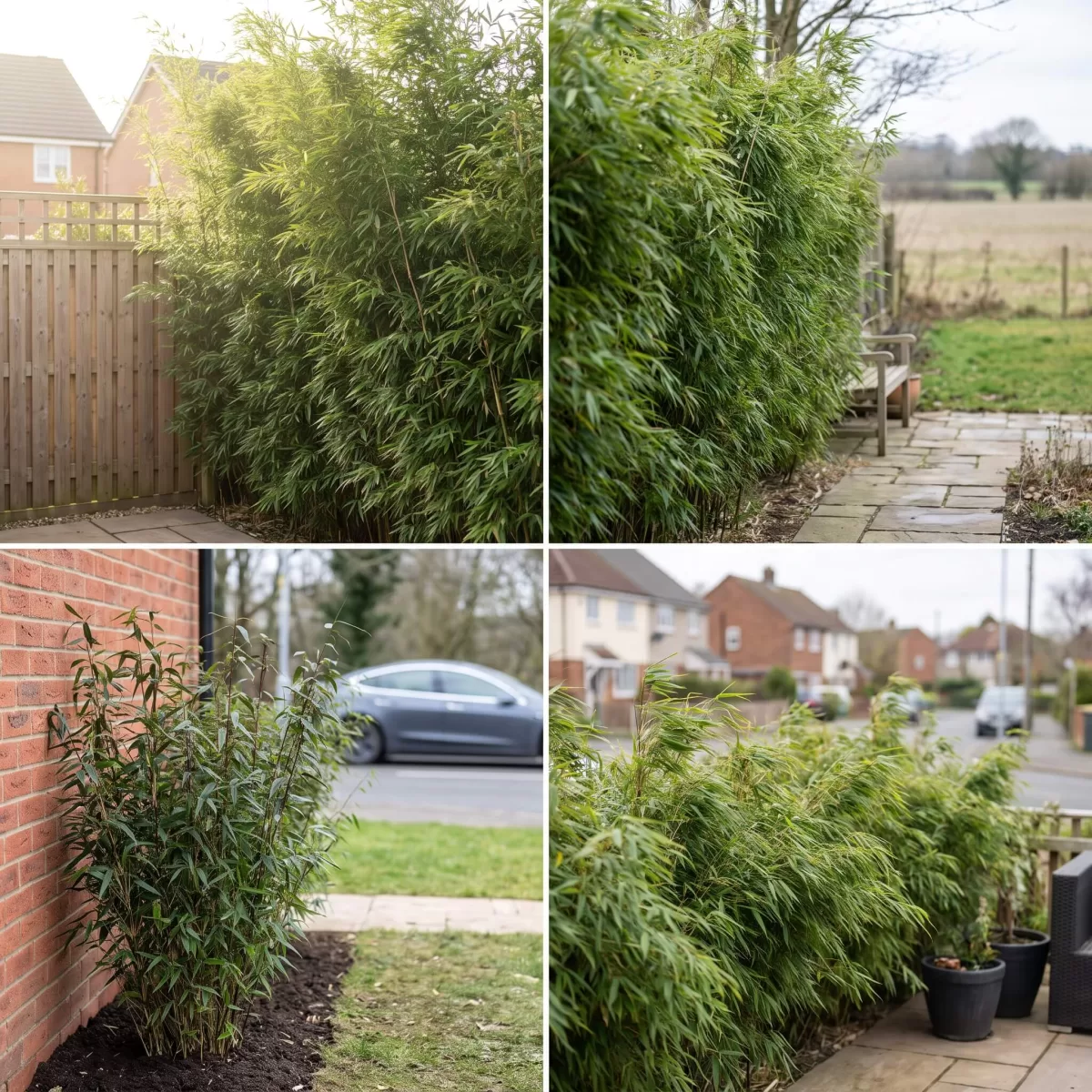 Fargesia Bambus Hecke als Windschutz im Hausgarten