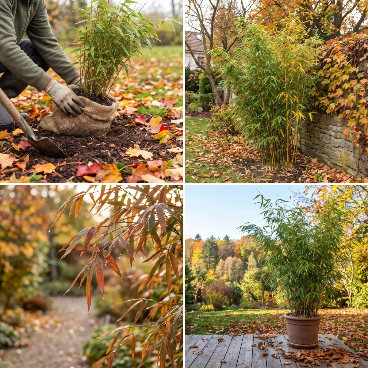 Fargesia Bambus Herbst Garten bunte Herbstfarben