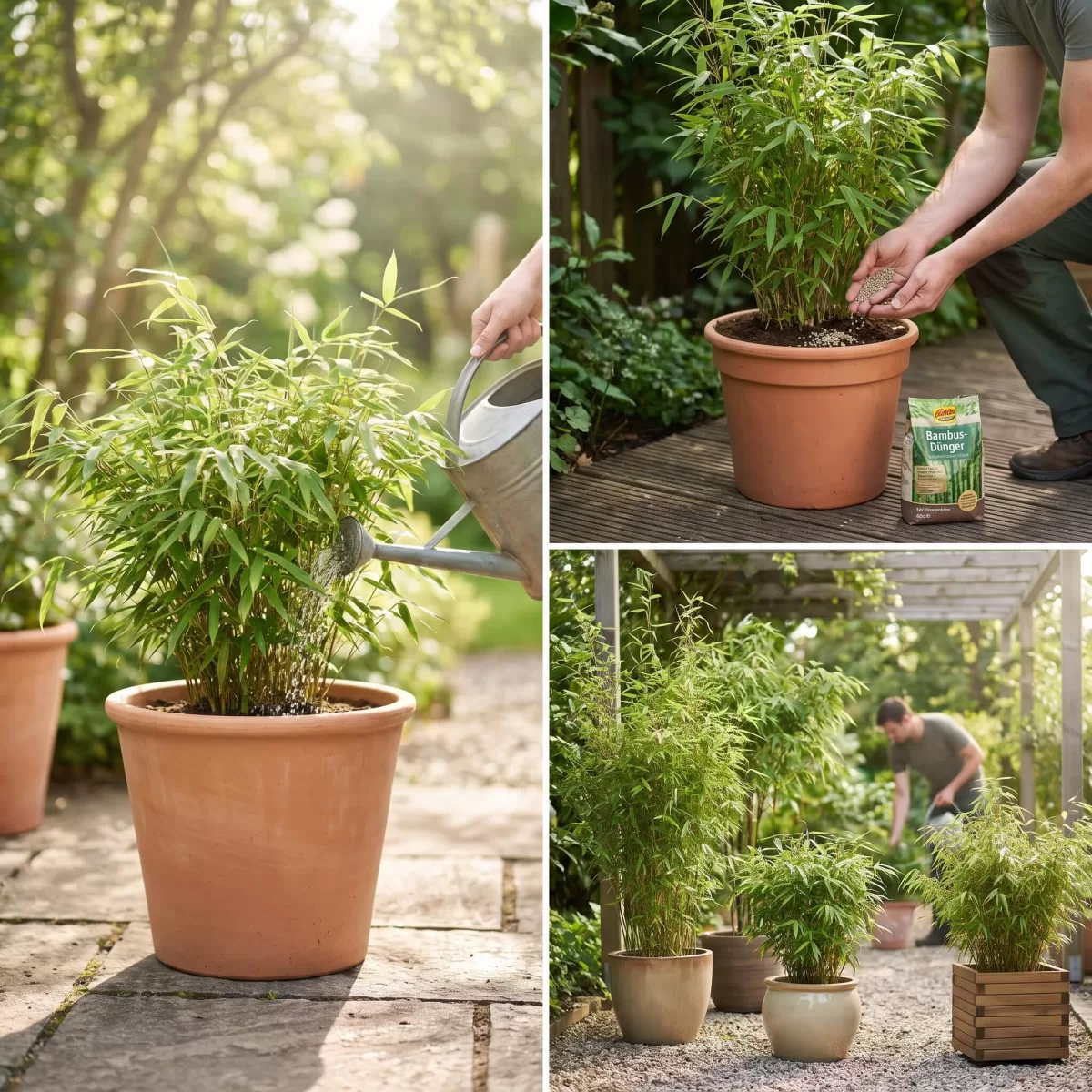 Fargesia Bambus im Topf, Halbschatten Garten