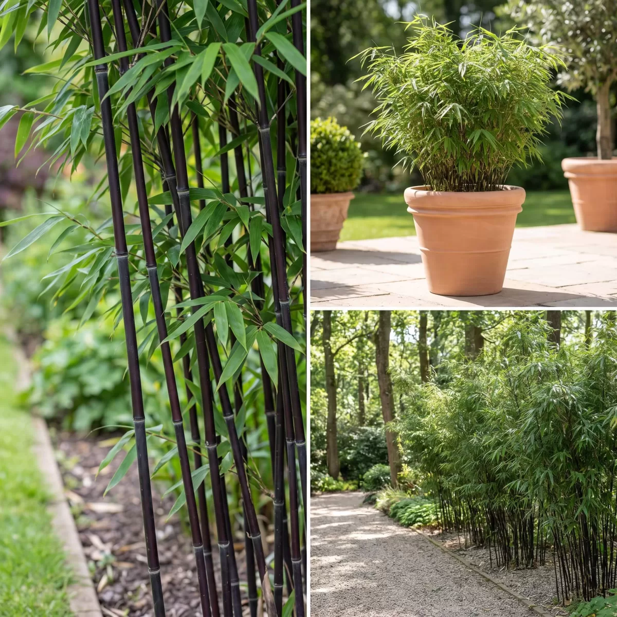 Fargesia Nitida Black Pearl Bambus dunkle Halme Garten elegant