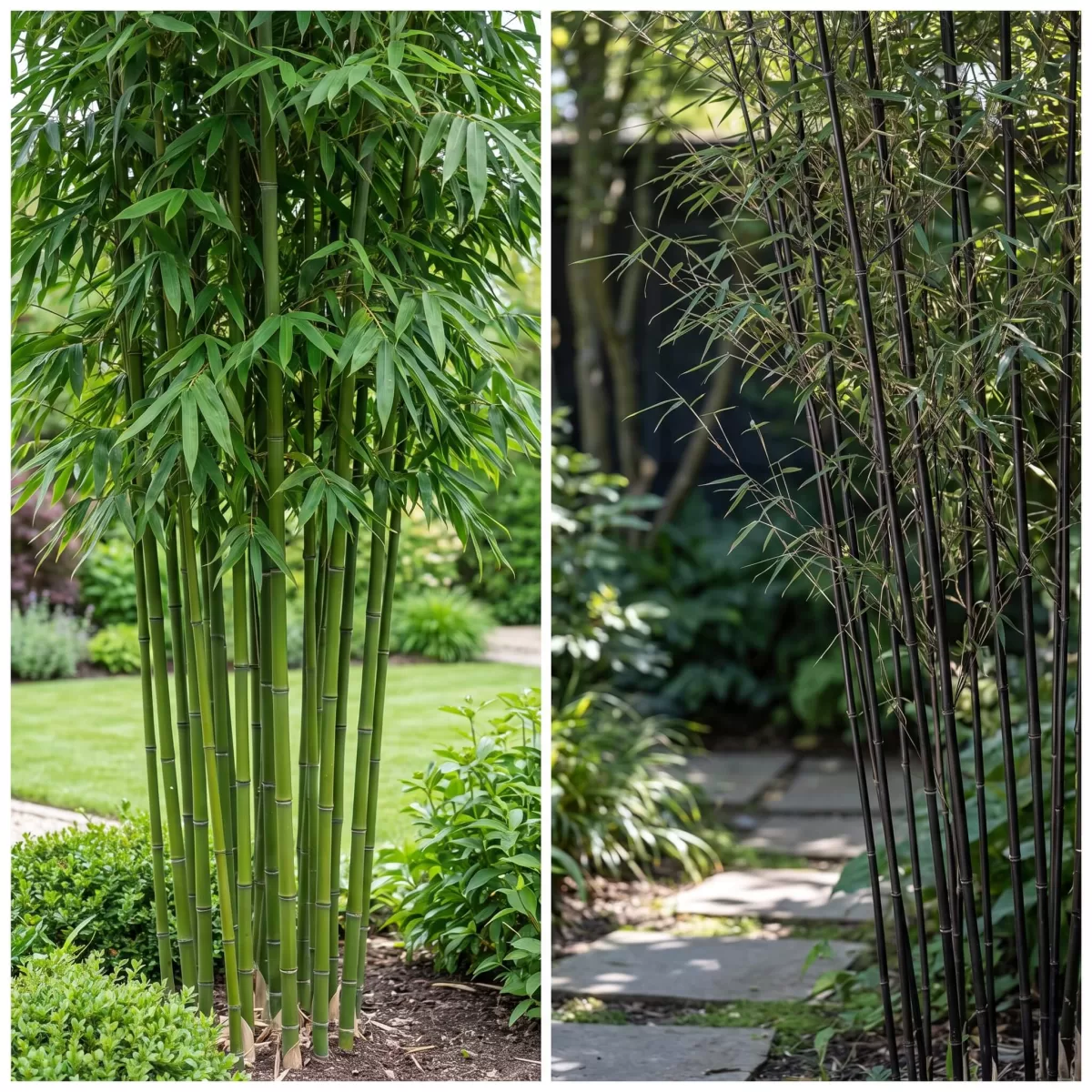 Fargesia Nitida Black Pearl mit dunklen Halmen im Garten