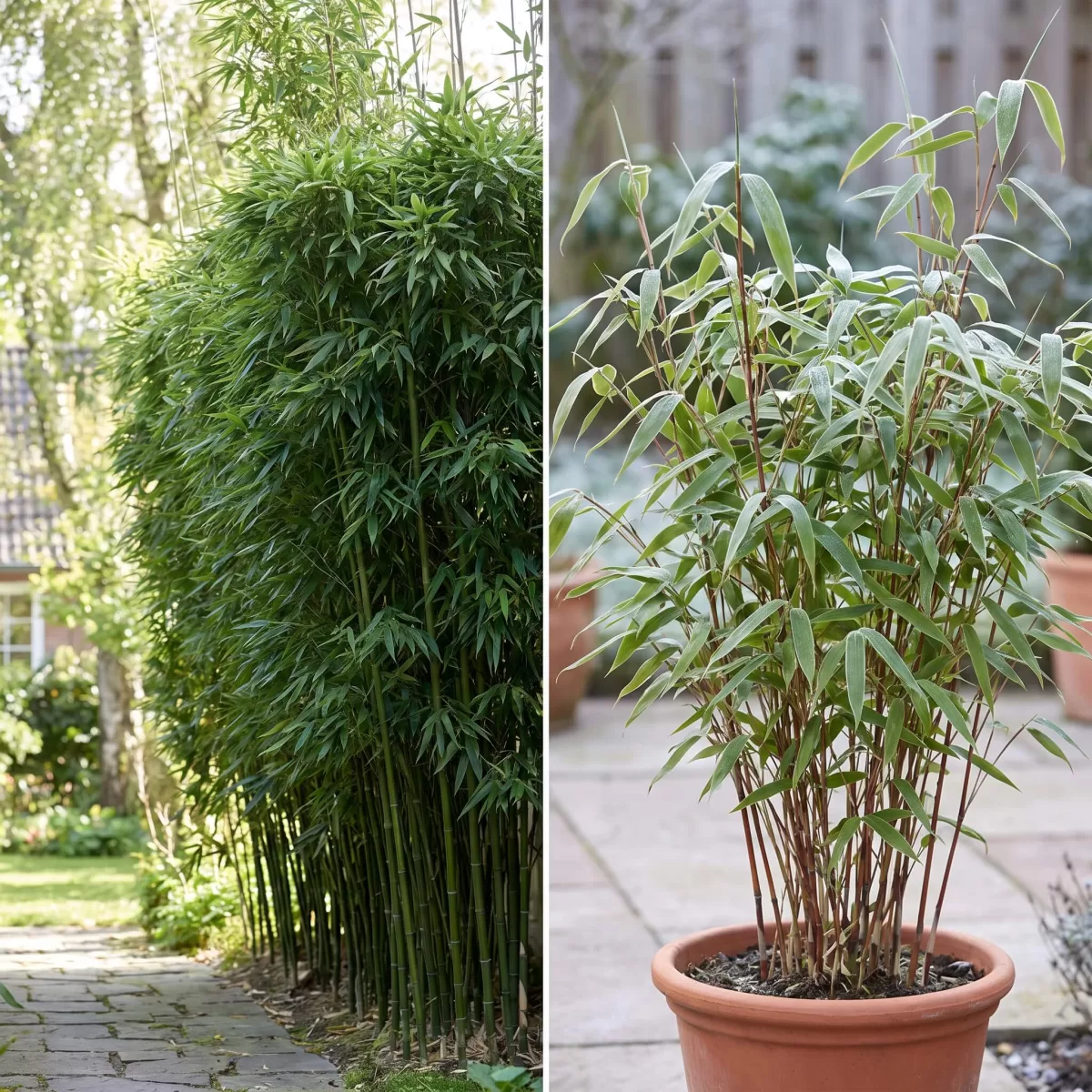Fargesia robusta Campbell als dichte grüne Sichtschutzhecke im Garten