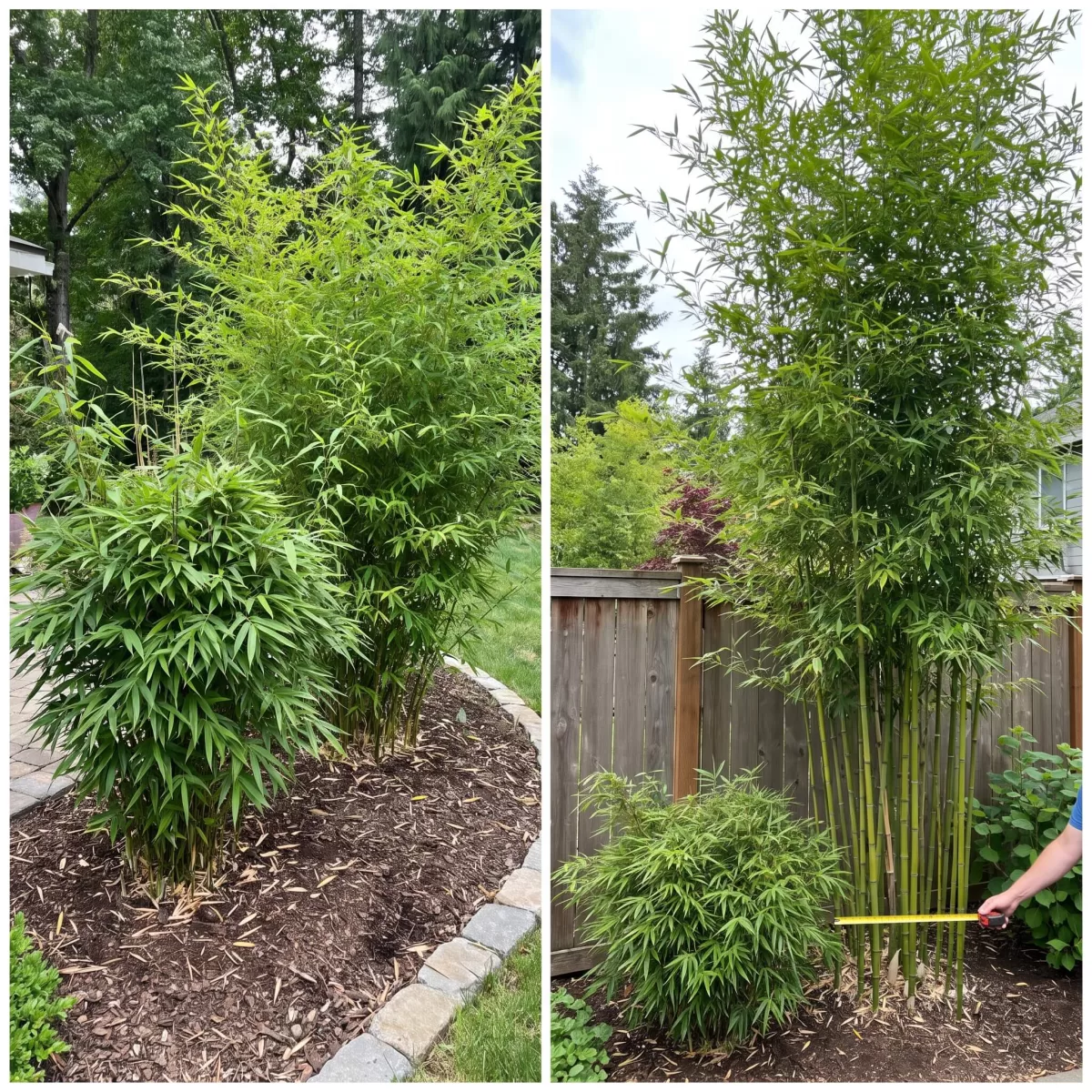 Fargesia und Phyllostachys Bambus nebeneinander im Garten, welcher bambus wächst schneller