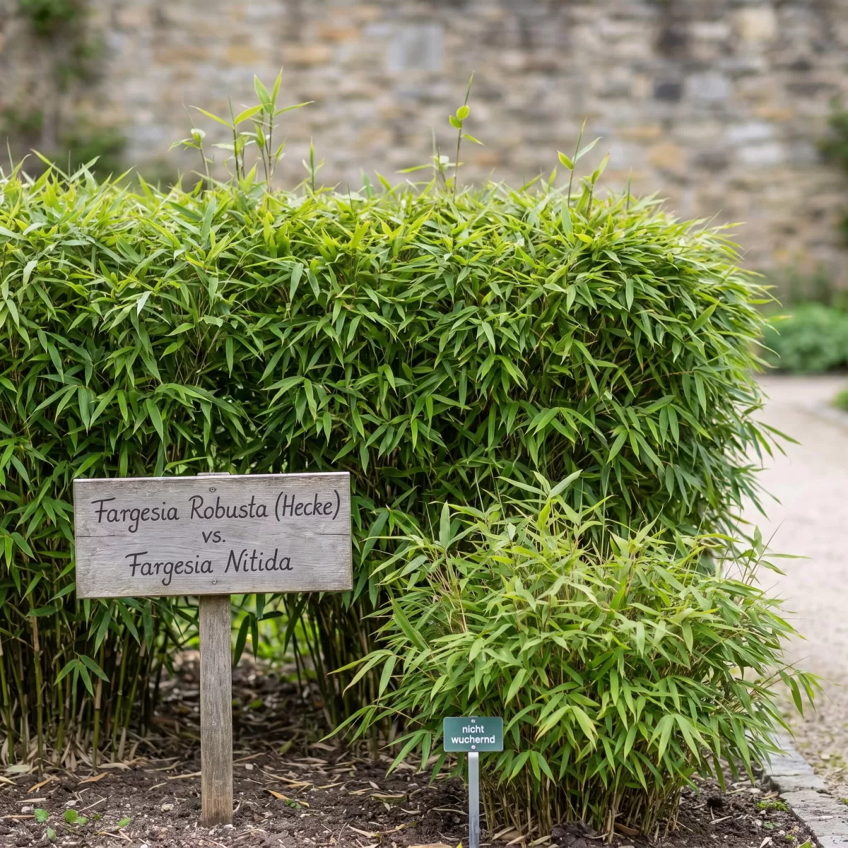 Gepflegte Bambus-Hecke aus Fargesia Robusta Campbell im Frühling