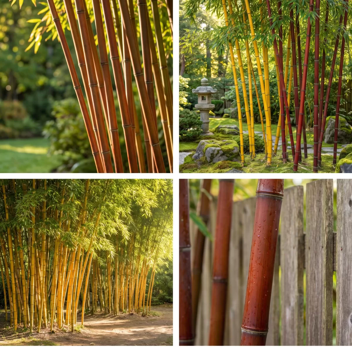Phyllostachys vivax McClure rotbraune Halme im Sonnenlicht