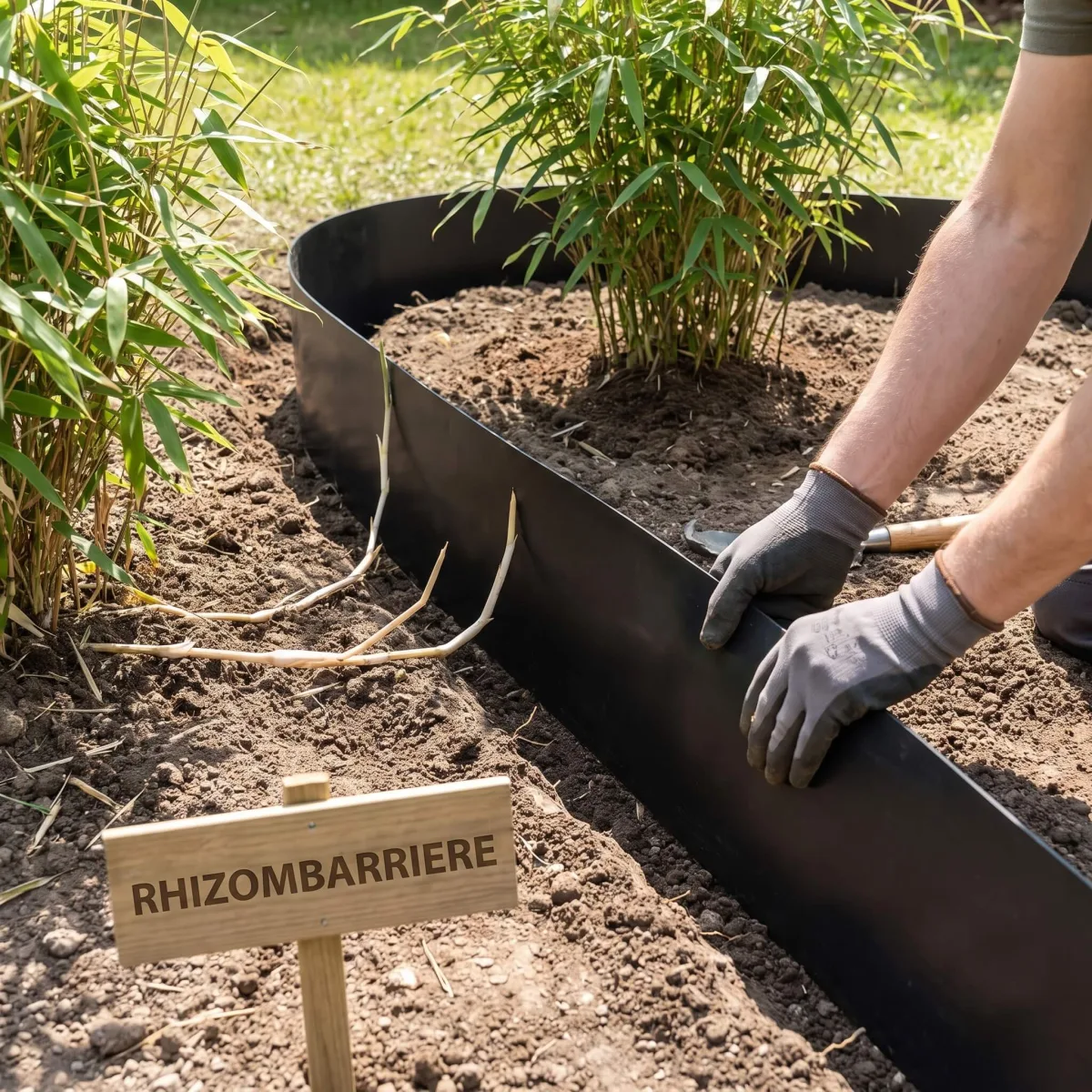 Rhizombarriere im Garten fachgerecht eingebaut für Bambus