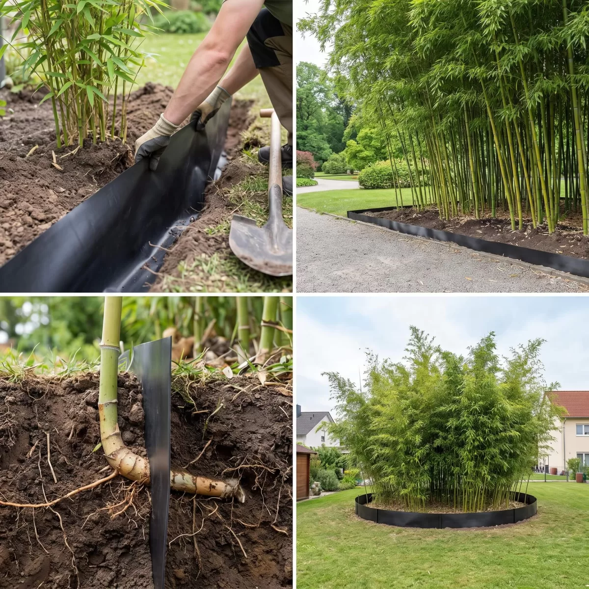 Rhizomsperre HDPE Folie im Erdreich eingegraben Bambus